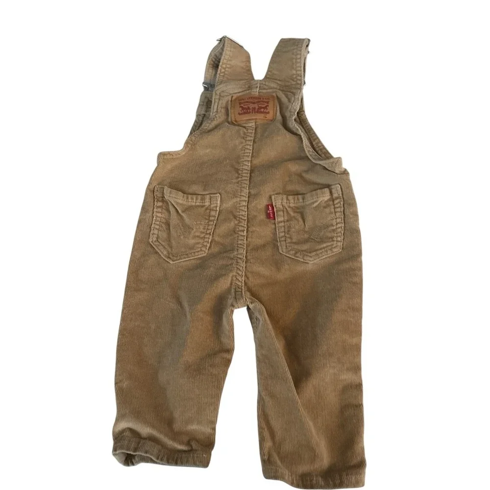 Vtg Levi's Baby Beige Brown Corduroy Overalls Boys Size 12 Months Style Bib